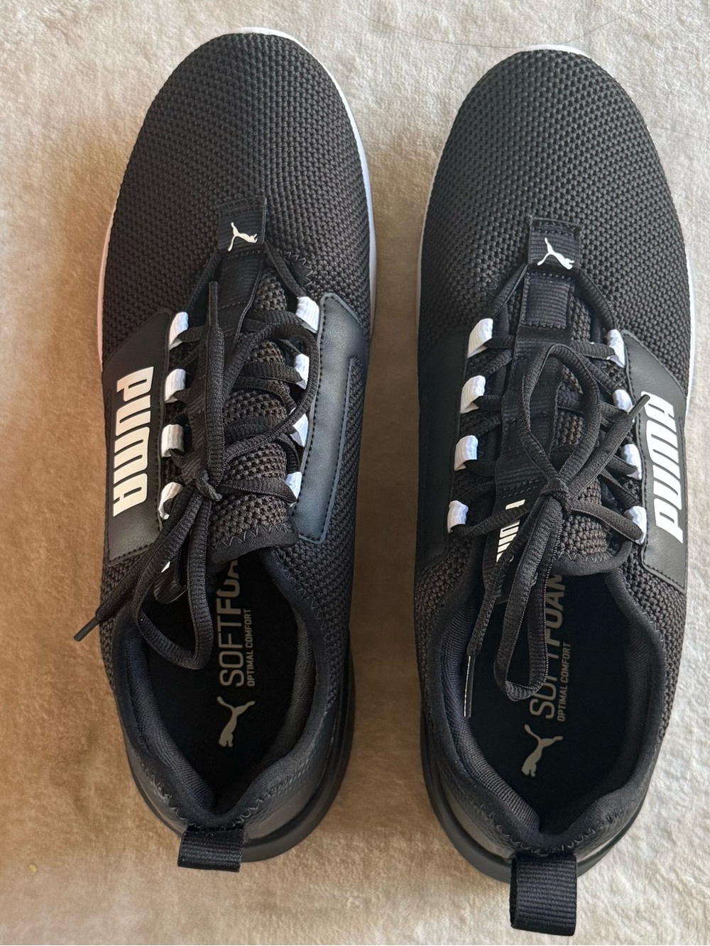 Puma Black and White Mesh Running Shoes